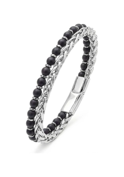 Moncuk Design Çelik Zincirli Mat Oniks Ve Silver Hematit Erkek Bileklik 33512b21d11 Çok Renkli