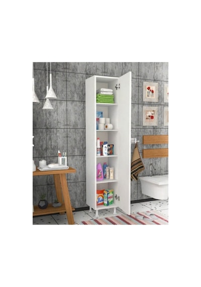 5 Raflı Banyo Boy Dolabı Beyaz