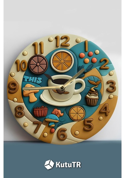 Kahve Ve Tatlı Temalı 3d Görünümlü Mdf Duvar Saati 33 Cm Sdw154 Renkli