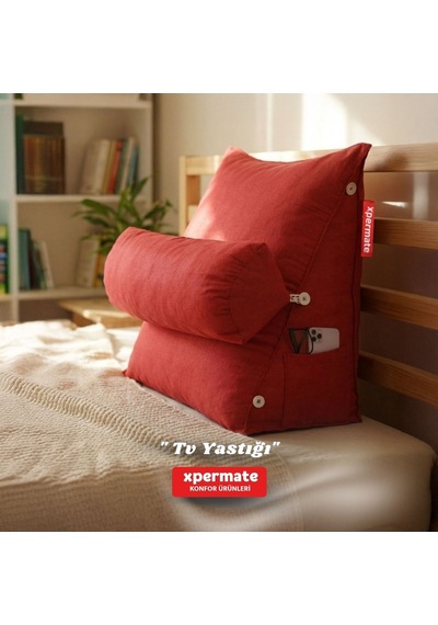Xpermate Sırt, Bel, Boyun Destekli TV Okuma Yastığı Ameliyat Sonrası Kırmızı