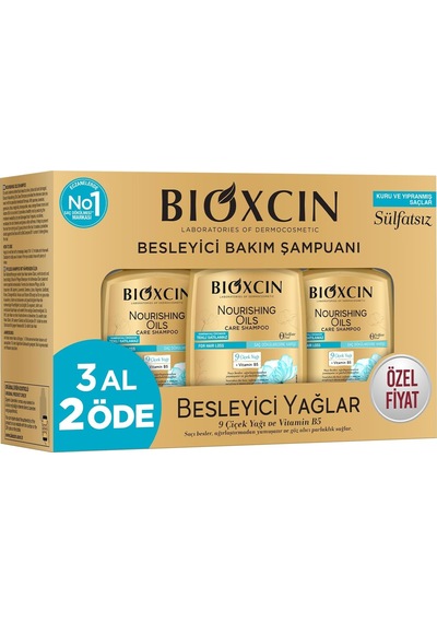 Besleyici Yağlar Şampuan 3 X 300 Ml Kuru Ve Yıpranmış Saçlar İçin, 9 Çiçek Yağı, Pantenol Ve Biocomplex B11 İçerikli, Sülfatsız