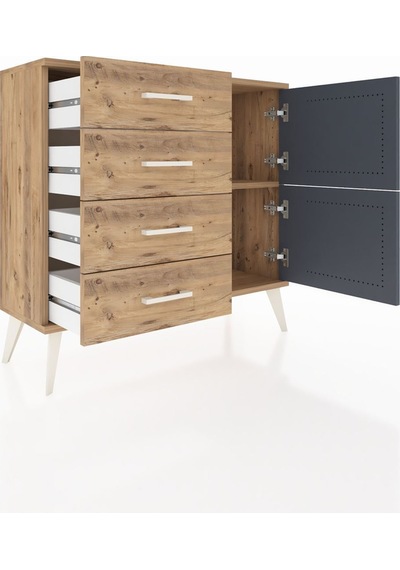 Arges Şifonyer Tek Raflı 4 Çekmeceli 2 Kapaklı 88x30x80 Çam-antrasit/çam Antrasit/çam Arges Şifonyer Tek Raflı 4 Çekmeceli 2 Kapaklı 88x30x80 Çam-antrasit/çam Antrasit/çam