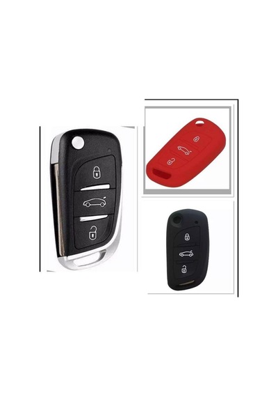 2 Adet Citroen C4 C5 C-quatre Uyumlu Silikon Anahtar Kılıfı Siyah