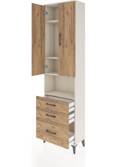 Arges Dolap 4 Raflı 3 Çekmeceli 2 Kapaklı 60x30x221 Aytaşı-çam Aytaşı