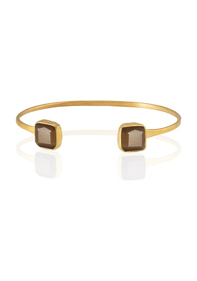 Kadir Jewellery 22 Ayar Altın Kaplama El İşçiliği Zirkon Taşlı Kadın Charm Bileklik Kahverengi