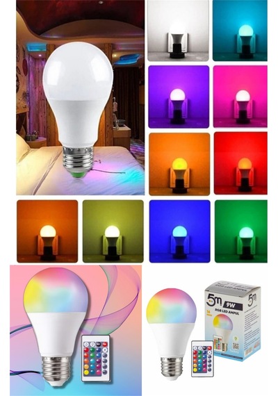 Rgb Uzaktan Kumandalı Led Lamba Ambiyans Aydınlatma Renk Değiştiren Ampul Led Işık 1 Ad