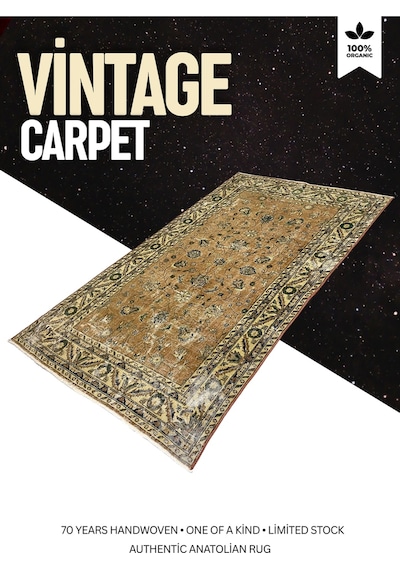 Bohem Stil Vintage Halı Özel Tasarım Anadolu Koleksiyonu Bej