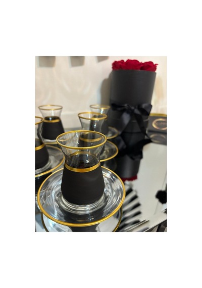6 Kişilik 12 Parça Yaldızlı Black Çay Takımı, İrem Çay Seti, 6 Adet İrem Çay Bardağı Ve 6 Adet Çay Tabağı Siyah-gold 6 Kişilik 12 Parça Yaldızlı Black Çay Takımı, İrem Çay Seti, 6 Adet İrem Çay Bardağı Ve 6 Adet Çay Tabağı Siyah-gold