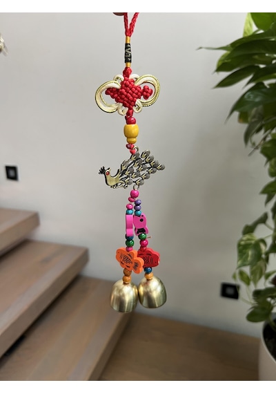 Mini Tavuskuşu Renkli Rüzgar Çanı/feng Shui Bereket Zili