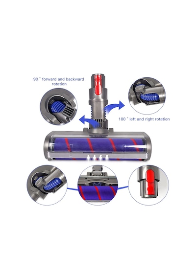Valkyrie Dyson V7 Uyumlu v8/v10/v11/v15 Uyumlu Led Işıklı Yumuşak Rulo Süpürge Başlığı