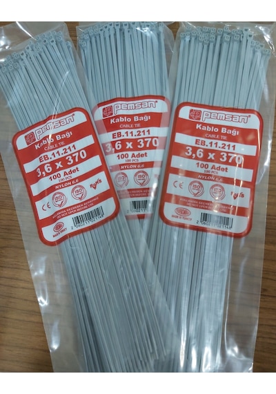 Pemsan 3.6X370 Plastik Cırt Kelepçe Kablo Bağı Gri