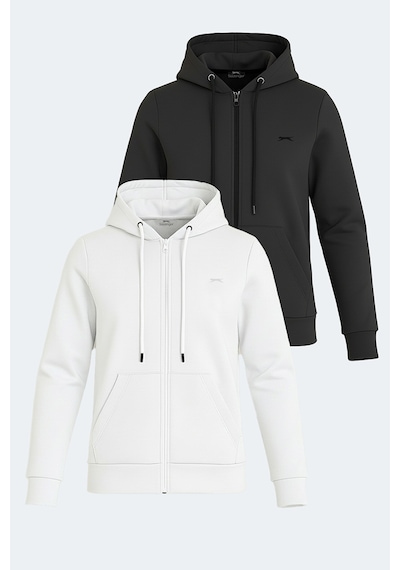 Slazenger Katya 2 Li Set Kadın Beyaz - Siyah Sweatshirt Beyaz - Siyah