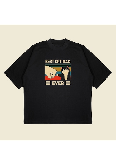 Tarzsokak Best Cat Dad Ever Baskılı Oversize Unisex Pamuklu Nefes Alan Kalın Kumaşlı Siyah Tarzsokak Best Cat Dad Ever Baskılı Oversize Unisex Pamuklu Nefes Alan Kalın Kumaşlı Siyah