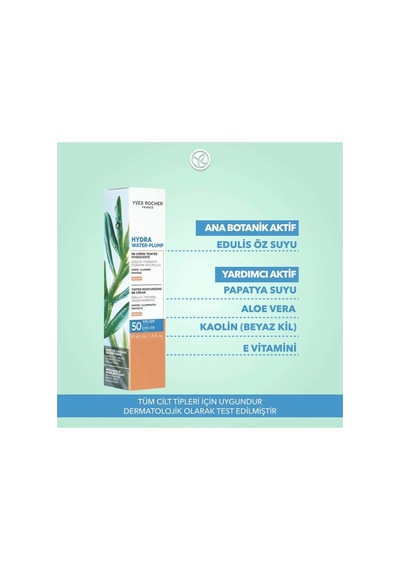 Orta Ton Bb Krem Spf50 Ton Eşitleyici Renkli Nemlendirici Güneş Kremi Hydra Water Plump 40 Ml Bej
