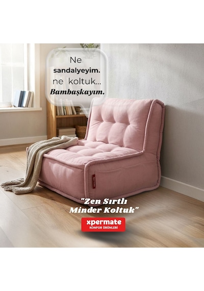 Xpermate Zen Sırtlı Minder İskandinav Tarzı Minder 80x60 Pembe