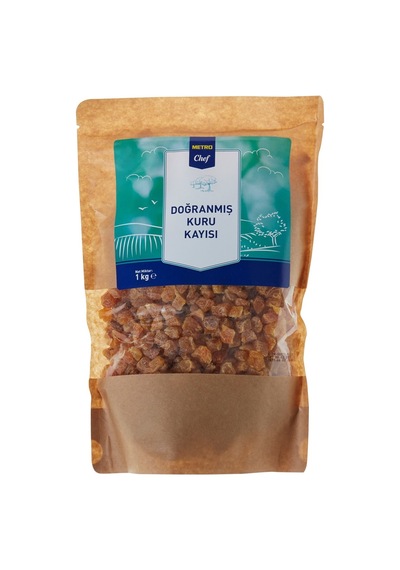 Metro Chef Kuru Kayısı Küp Kesik 1 Kg - Doğal Atıştırmalık Ve Tatlı Malzemesi 4'li Avantaj Pake Tarı
