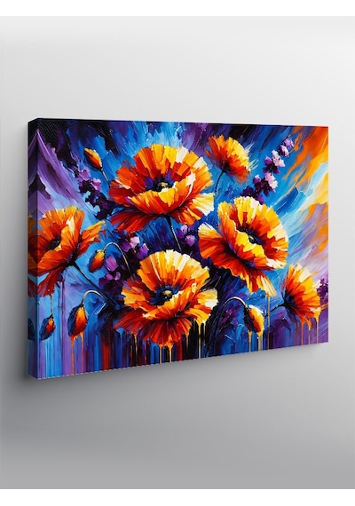 Kanvas Tablo Parlak Turuncu Çiçekler 50cmx70cm