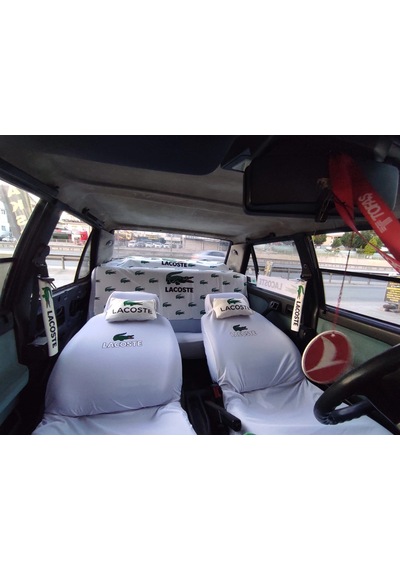 Beyaz Süper Set + Havlu Set Servis Kılıfı + İkili Yastık Ve Kemer Kılıfı +vites Poları