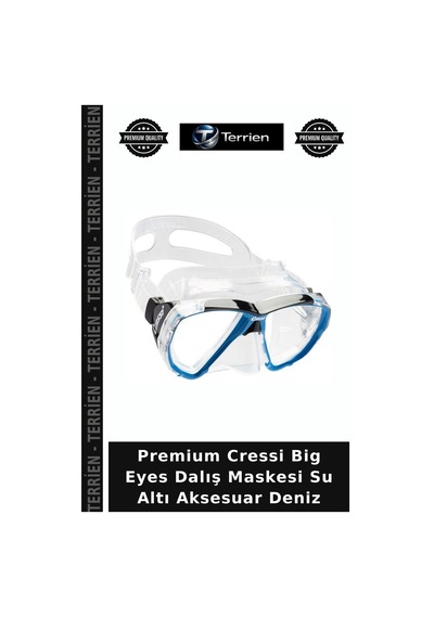 Premium Cressi Big Eyes Dalış Maskesi Su Altı Aksesuar Deniz Clear-Clear