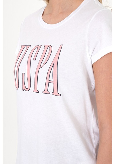 U.S. Polo Assn. Kadın Bisiklet Yaka Tişört 50305842-vr013 Beyaz