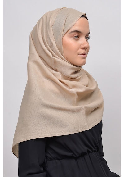 Altobeh Kadın Düz Renk Pırıltı Simli Tesettür Shawl Parlak Abiye Şal - Koyu Bej