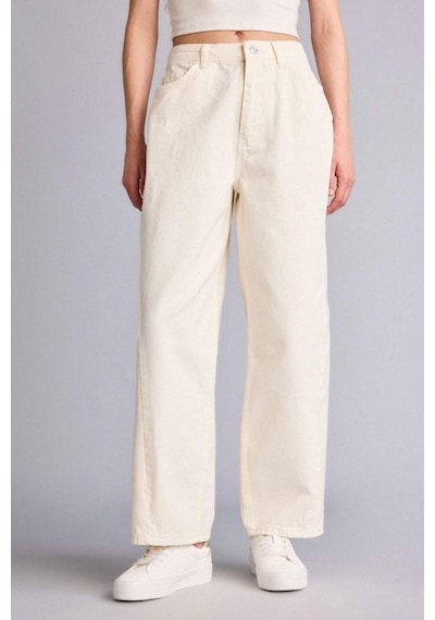 Defacto Baggy Fıt Normal Bel Standart Boy Gabardin Pantolon G9893ax26spwt84 Beyaz-wt84