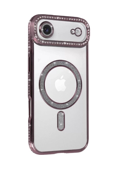 Newface Apple İphone 17 Air Joke Simli Magneticsafe Kılıf - Pembe