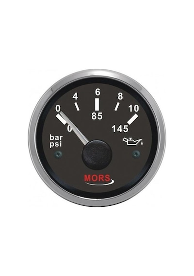 Mors Yağ Göstergesi 12-24 V 10 Bar - Siyah Çap 55Mm Siyah