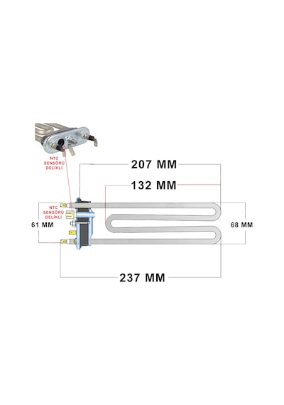 Bosch Uyumlu Wdu28590  Çamaşır Makinesi Termikli Rezistans Artiko