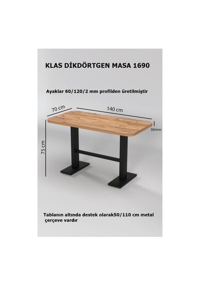 Klas 70/140 Yemek Masası, Mutfak Masası , Kafe Masası 1690 Atlantik Çam-siyah Klas 70/140 Yemek Masası, Mutfak Masası , Kafe Masası 1690 Atlantik Çam-siyah