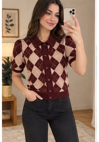 Youknitwear You Sierra Triko Hırka Bordo