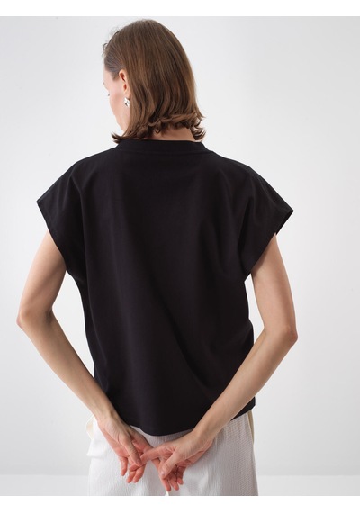 Xint Siyah Pamuk Dokulu Regular Fit Tişört 602469