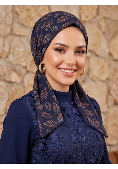 Raşelkori Tesettür Eşarp Bone Bej - Lacivert