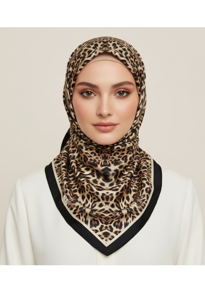 Leo Desen 90x90cm Organic Twill Eşarp/fular Siyah