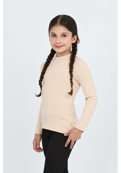 Toontoy Kids Toontoy Kız Çocuk Okul Balıkçı Yaka Tişört Bej