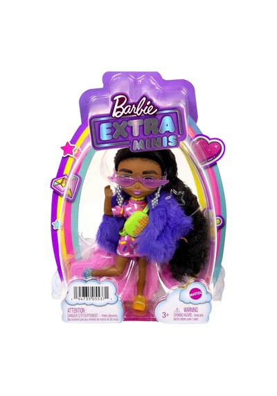 Barbie Extra Mini Bebekler 14 Cm , Mavi Ceketli, Koyu Renk Saçlı