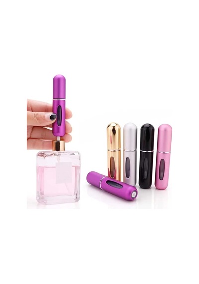 4 Adet Pratik Doldurulabilir Mini Cep Parfüm Şişesi Alüminyum 5ml , Yedek Cep Parfüm Şişesi Aparatı, Seyahat Tipi Doldurulabilir Mini Sprey Şişe