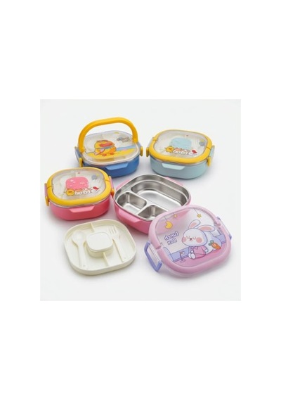 3 Bölmeli Paslanmaz Çelik Yemek Kabı, 700 Ml, Kilitli Lunch Box