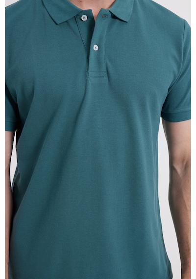 Tudors Erkek Slim Fit Dar Kesim %100 Pamuk Yeşil Polo Yaka Tişört-46205 Yeşil