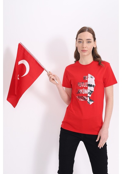 Toontoy Unisex Baskılı Tişört Kırmızı