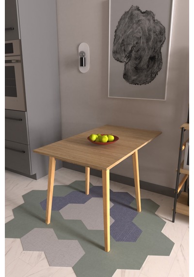 Vilinze Avanos Katlanır Ahşap Mutfak Masası - 70x80 Cm Naturel