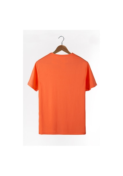 Kadın Neon Turuncu Basic Bisiklet Yaka Oversize Pamuklu T-shirt Neon Turuncu