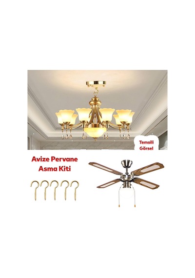 Lexroo Metal Piton Vidalı Gerdirme 18x60 Çekme Kaldırma Tavan Açık Ağız Kancalı Avize Asma Kiti 5 Diğer
