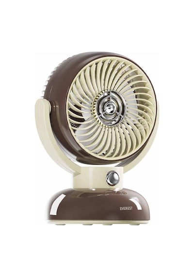 4 Adet Everest Efn12 Kahve 1200mah 3 Hız Kademe Led Işıklı Retro Masaüstü Usb Fan