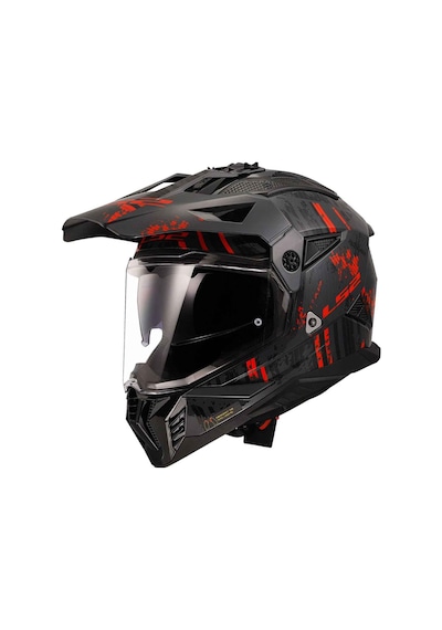 Ls2 Pioneer 2 Crazy Kros Kapalı Motosiklet Kaskı Kırmızı - Siyah