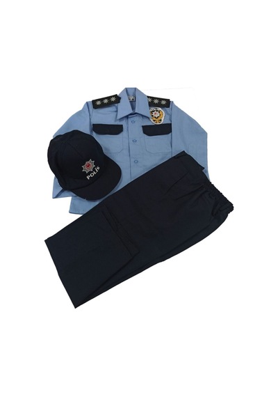 Özmertaskerimalzeme Çocuk Kostüm Mavi Polis Takım Siyah