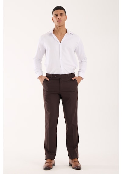 Erkek Regular Fit Kumaş Pantolon Kahverengi