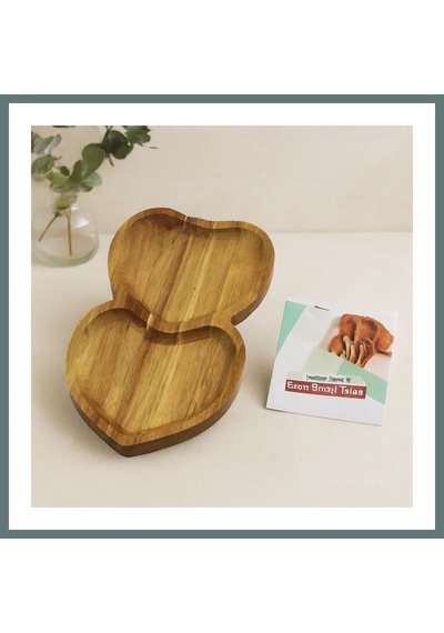 Ventra Akasya Kalpli 2 Bölmeli Ahşap Servis Tepsisi 25x14x1.4 Cm Ventra