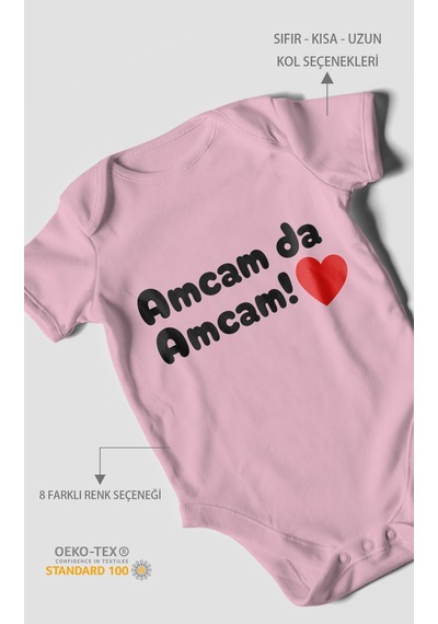 Morivokids Amcam Temalı Kısa Kollu Bebek Body %100 Pamuk Koyu Pembe