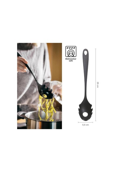 Makarna Kaşığı, Uzunluk: 28,5 Cm, Essential, Plastik, Siyah, 1065593